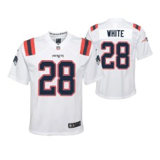 Youth New England Patriots James White Game #28 White Jersey