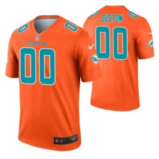 Men Custom Miami Dolphins Jersey Orange Inverted Legend