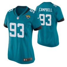 Women Jacksonville Jaguars #93 Calais Campbell Teal Nike Game Jersey