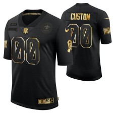 Men New Orleans Saints No. 00 Custom Golden Limited Black Jersey