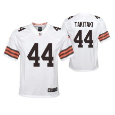 Youth Cleveland Browns Sione Takitaki Game #44 White Jersey