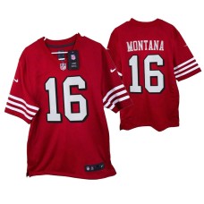 San Francisco 49ers #16 Joe Montana Game Scarlet Throwback Jersey