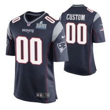 Men New England Patriots Custom Super Bowl LIII Nike Game Jersey Navy