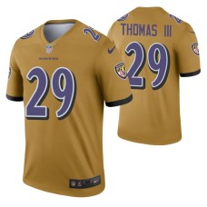 Men Earl Thomas III Baltimore Ravens Jersey Gold Inverted Legend Edition