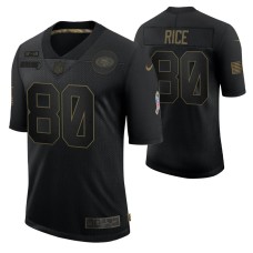 San Francisco 49ers Jerry Rice #80 Black Retired Limited 2020 Salute To Service Jersey