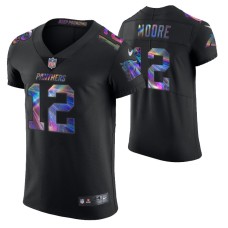 Carolina Panthers D.J. Moore Jersey Golden Edition Holographic Vapor Elite Black