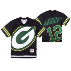 Green Bay Packers #12 Aaron Rodgers Big Face Black Jersey