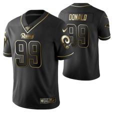 Los Angeles Rams Aaron Donald 100th Season Jersey Black Gold Logo Edition