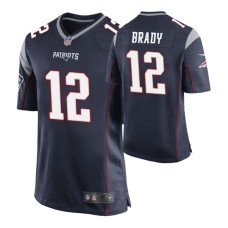 Men New England Patriots #12 Tom Brady Navy Nike Game Jersey