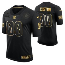 Men Dallas Cowboys No. 00 Custom Golden Limited Black Jersey