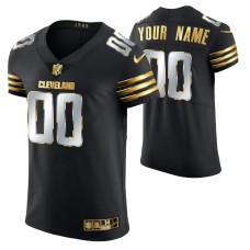 Men Cleveland Browns Custom Golden Edition Black Vapor Elite Jersey