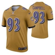 Men Calais Campbell Baltimore Ravens Jersey Gold Inverted Legend Edition