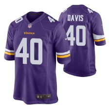 Minnesota Vikings Todd Davis Game #40 Purple Jersey