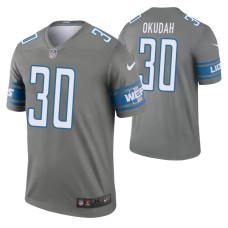 Men Jeff Okudah #30 Detroit Lions Steel Legend Jersey