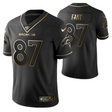 Denver Broncos Noah Fant 100th Season Jersey Black Gold Logo Edition