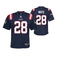 Youth New England Patriots James White Game #28 Navy Jersey