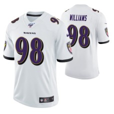 Men Baltimore Ravens Brandon Williams White 100th Season Vapor Limited Jersey