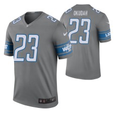 Jeff Okudah No. 23 Detroit Lions Steel Color Rush Legend Jersey