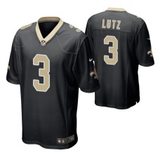 Men New Orleans Saints #3 Wil Lutz Black Nike Game Jersey