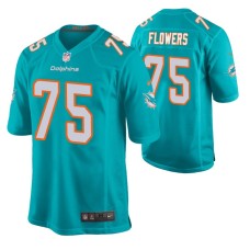 Miami Dolphins Ereck Flowers Game #75 Aqua Jersey