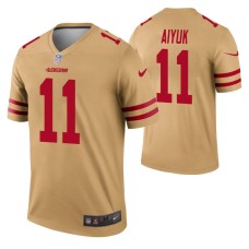 Men #11 Brandon Aiyuk San Francisco 49ers Gold Inverted Legend Jersey