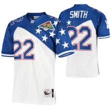 1994 Pro Bowl Dallas Cowboys #22 Emmitt Smith White Blue NFC Authentic Jersey