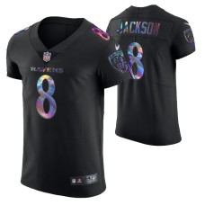 Baltimore Ravens Lamar Jackson Jersey Golden Edition Holographic Vapor Elite Black