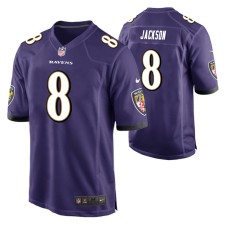 Men Baltimore Ravens #8 Lamar Jackson Purple Nike Game Jersey