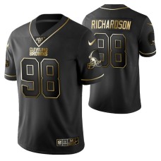 Cleveland Browns Sheldon Richardson 100th Season Jersey Black Gold Logo Edition