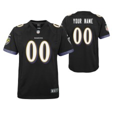 Youth Custom Baltimore Ravens Black Game Jersey