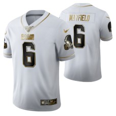 Cleveland Browns Baker Mayfield 100th Season Jersey White Vapor Limited Golden Edition