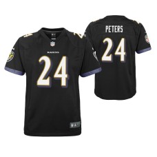 Youth Marcus Peters Baltimore Ravens Black Game Jersey