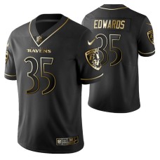 Men Baltimore Ravens Gus Edwards Black Golden Edition Vapor Untouchable Limited Jersey