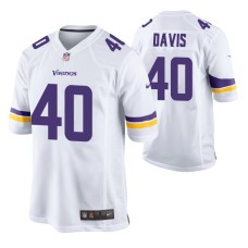 Minnesota Vikings Todd Davis #40 Game White Jersey