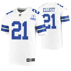 Men Dallas Cowboys Ezekiel Elliott 60th Anniversary White Limited Jersey