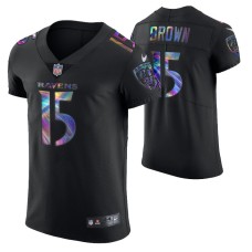 Baltimore Ravens Marquise Brown Jersey Golden Edition Holographic Vapor Elite Black