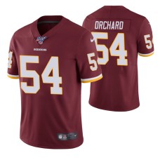 Men Washington Redskins Nate Orchard Burgundy 100th Season Vapor Limited Jersey