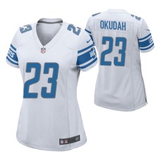 Women Detroit Lions Jeff Okudah #23 White Game Jersey