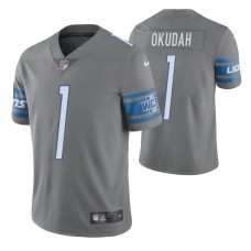 Men Detroit Lions Jeff Okudah 2020 NFL Draft Grey Color Rush Limited Jersey