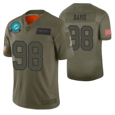 Dolphins Raekwon Davis 2019 Salute to Service #98 Olive Limited Jersey