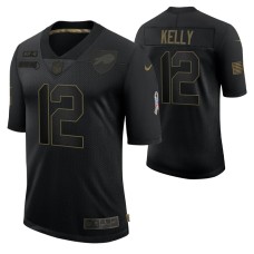 Buffalo Bills #12 Jim Kelly Black 2020 Salute To Service Retired Limited Jersey