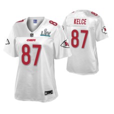 Travis Kelce Kansas City Chiefs White Super Bowl LIV Champions Jersey Women