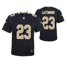 Youth New Orleans Saints #23 Marshon Lattimore Black Nike Team Color Game Jersey