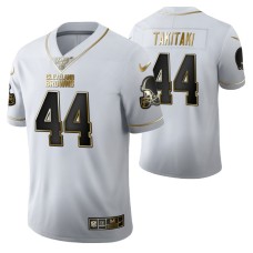 Cleveland Browns Sione Takitaki 100th Season Jersey White Vapor Limited Golden Edition