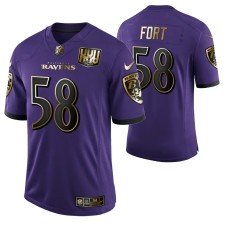 Ravens #58 L.J. Fort 25th Anniversary Purple Speed Machine Golden Limited Jersey