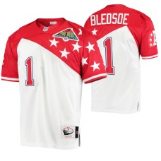 1994 Pro Bowl New England Patriots #1 Drew Bledsoe White Red AFC Authentic Jersey