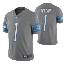 Men Detroit Lions Jeff Okudah 2020 NFL Draft Grey Vapor Color Rush Limited Jersey