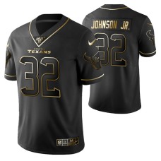 Houston Texans Lonnie Johnson Jr. 100th Season Jersey Black Gold Logo Edition