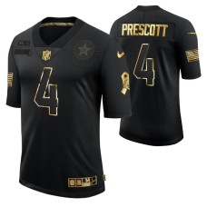 Men Dallas Cowboys No. 4 Dak Prescott Golden Limited Black Jersey