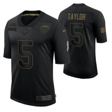 Los Angeles Chargers Tyrod Taylor #5 Black 2020 Salute To Service Limited Jersey